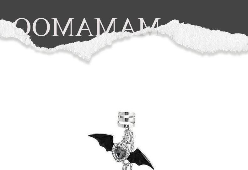 Bat Wing Heart Rhinestone Chain Dangle Earring Product Image