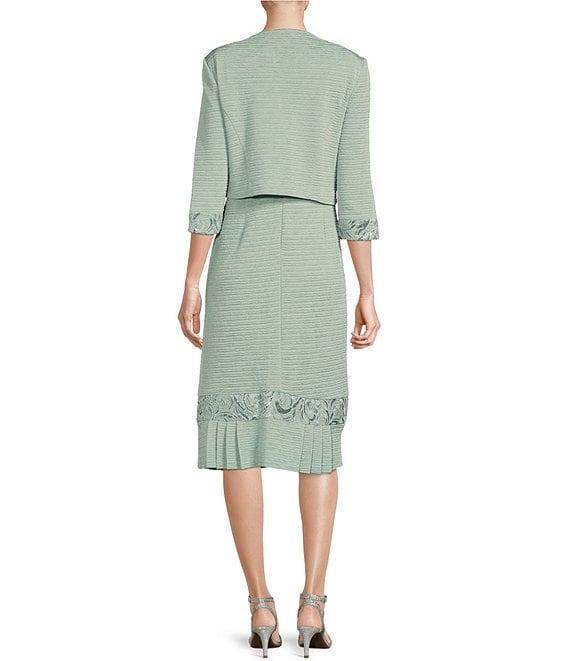 Le Bos 3/4 Sleeve Round Neck Embroidered Flounce Hem 2-Piece Jacket Dress Product Image