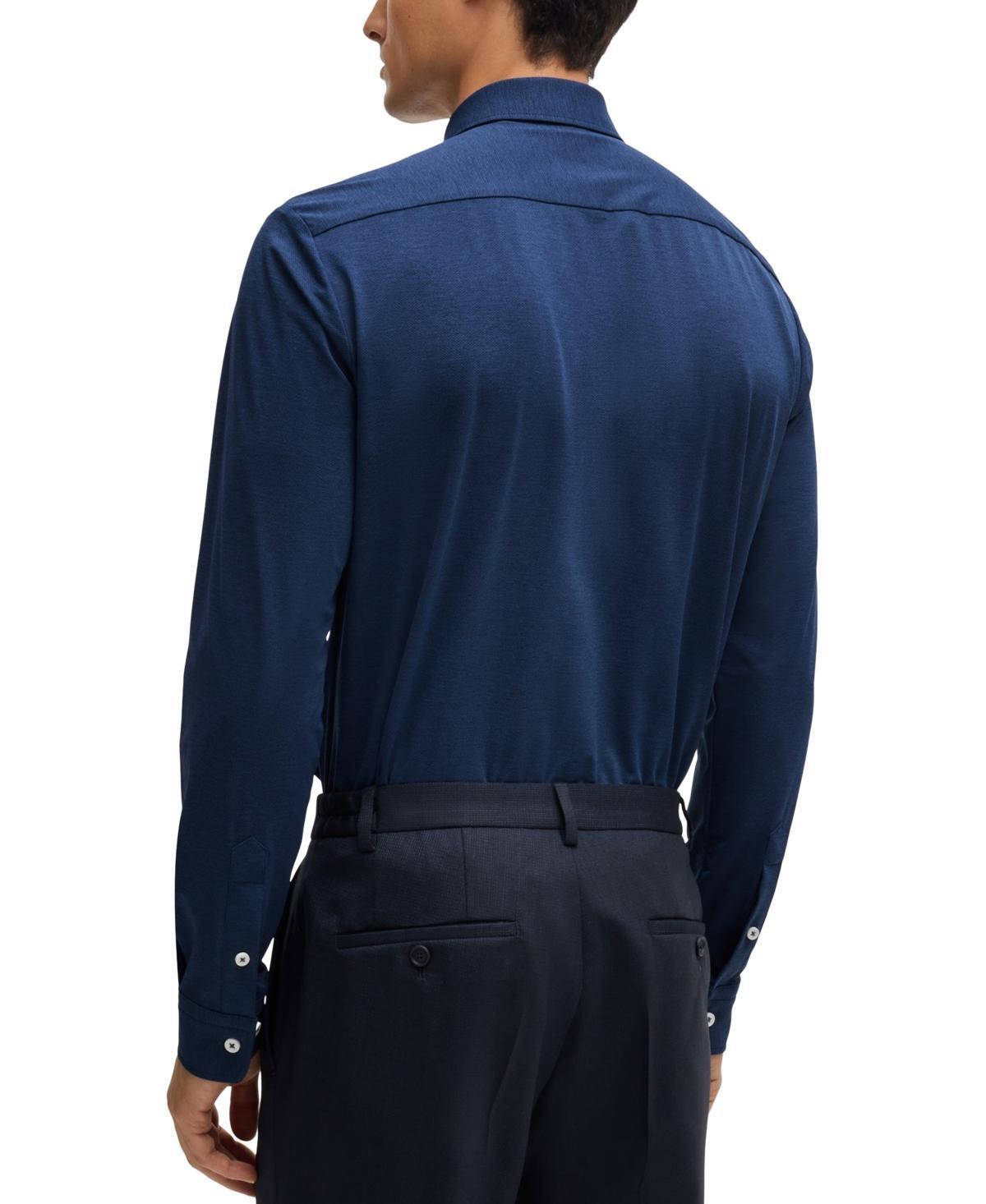 HUGO BOSS Boss By  Men's Melange Slim-fit Dress Shirt In Open Blue Product Image