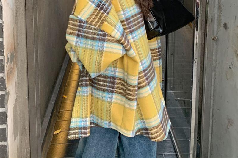 Plaid Pocket Detail Oversized Shacket Product Image
