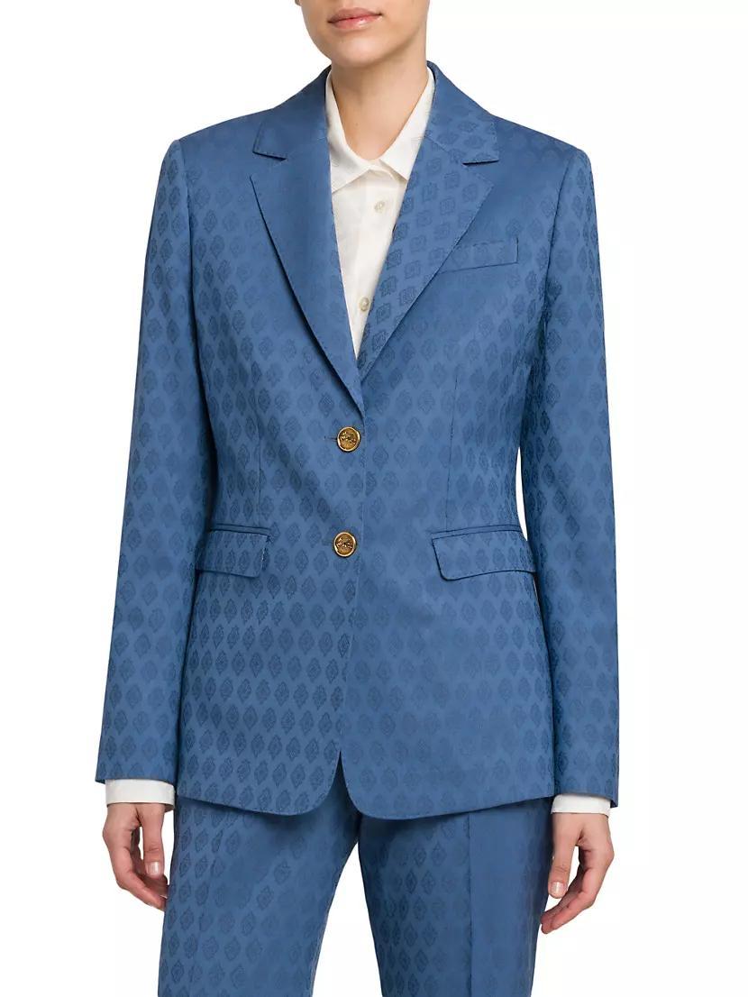 Geometric Jacquard Wool Blazer Product Image