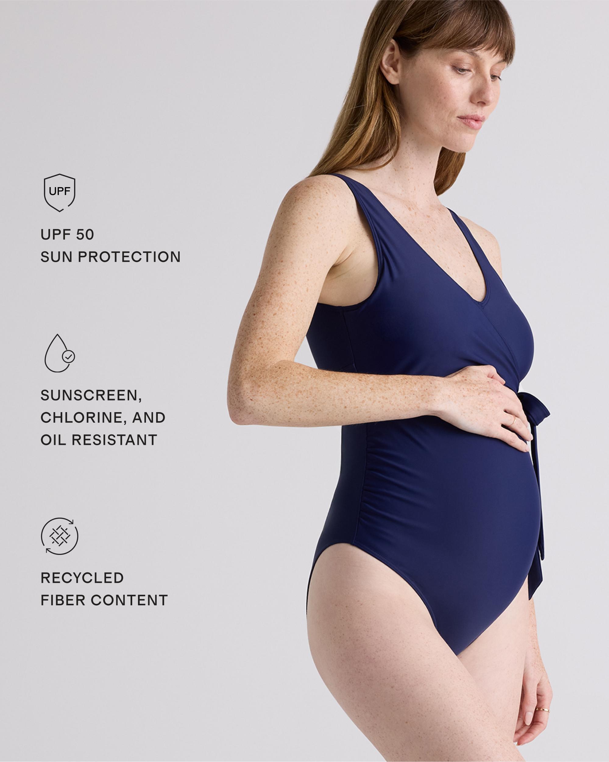 Quince | Women's Italian Maternity Wrap One-Piece Swimsuit Size XS, 78% Recycled Polyamide, 22% Spandex Product Image
