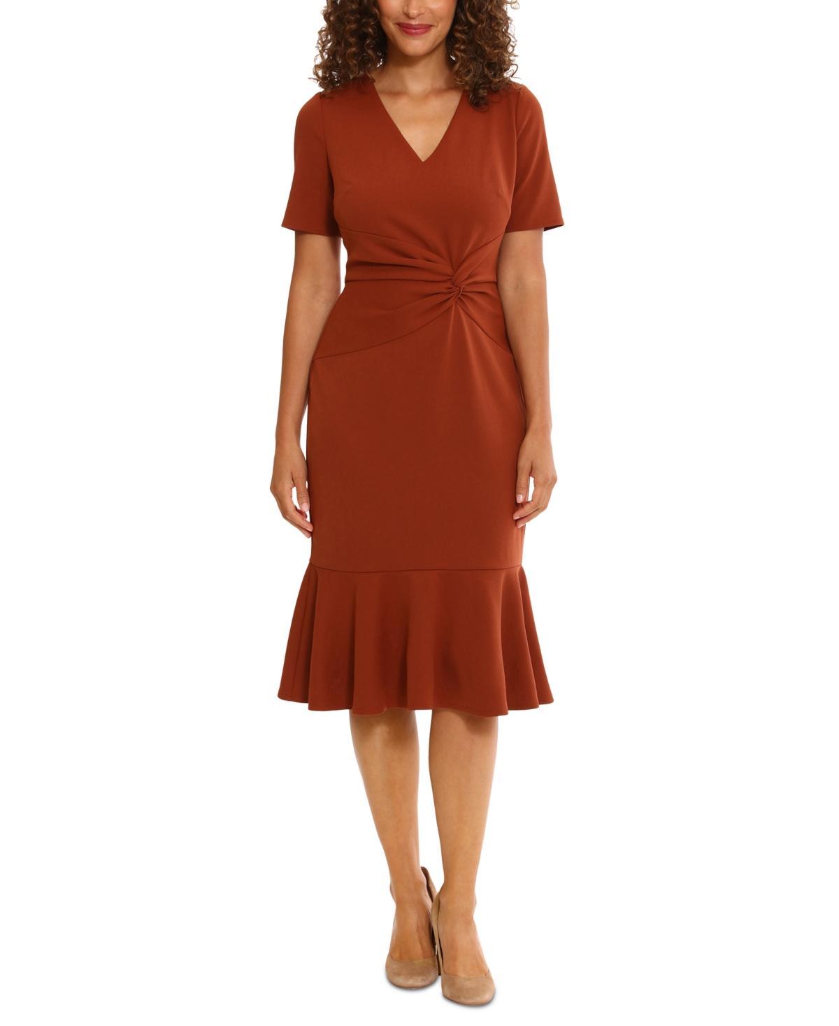 Women's London Times Flounce Midi Twist Dress, Size: 10, Blue Atoll Product Image