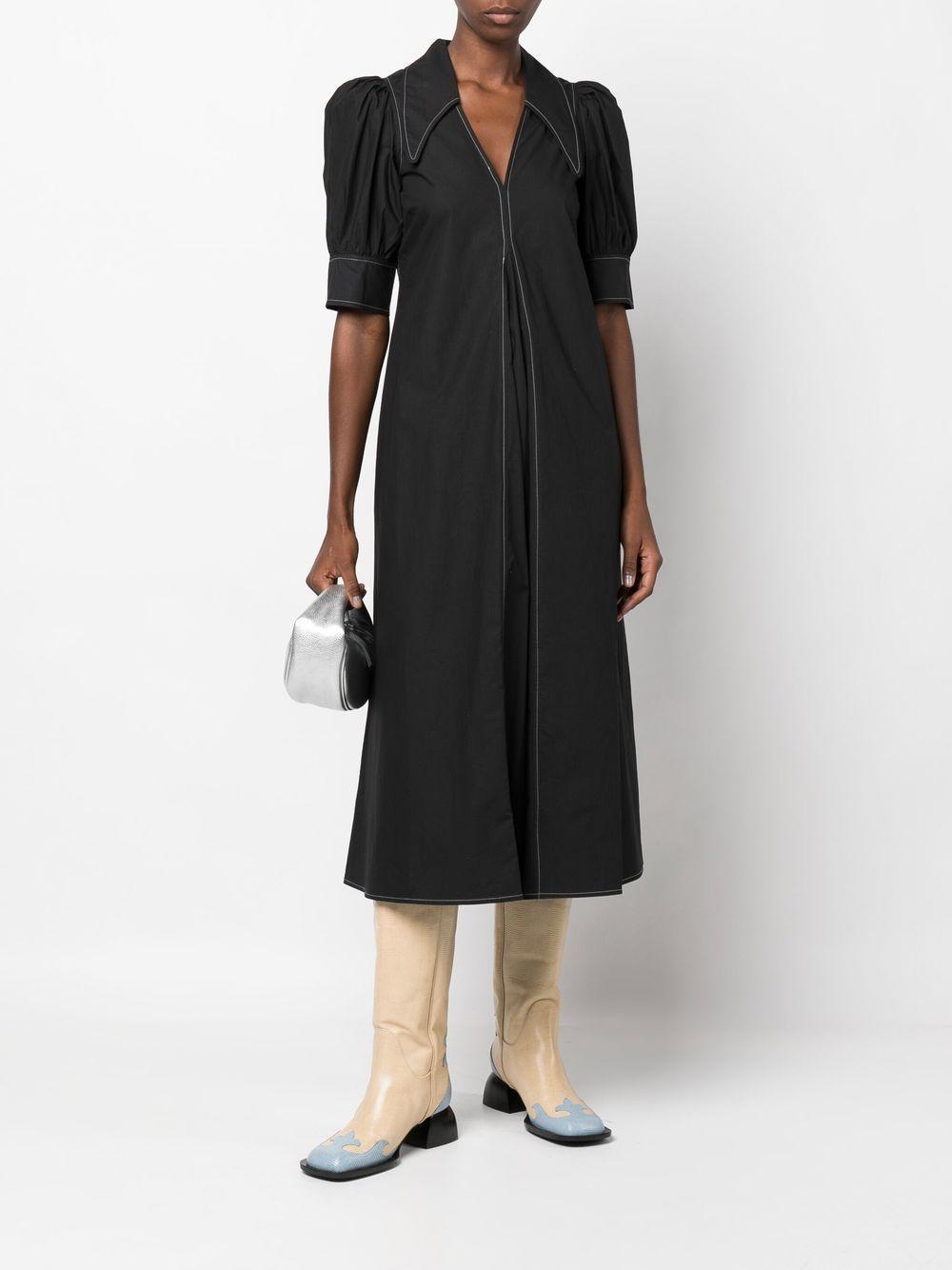 puff-sleeved box-pleat dress Product Image