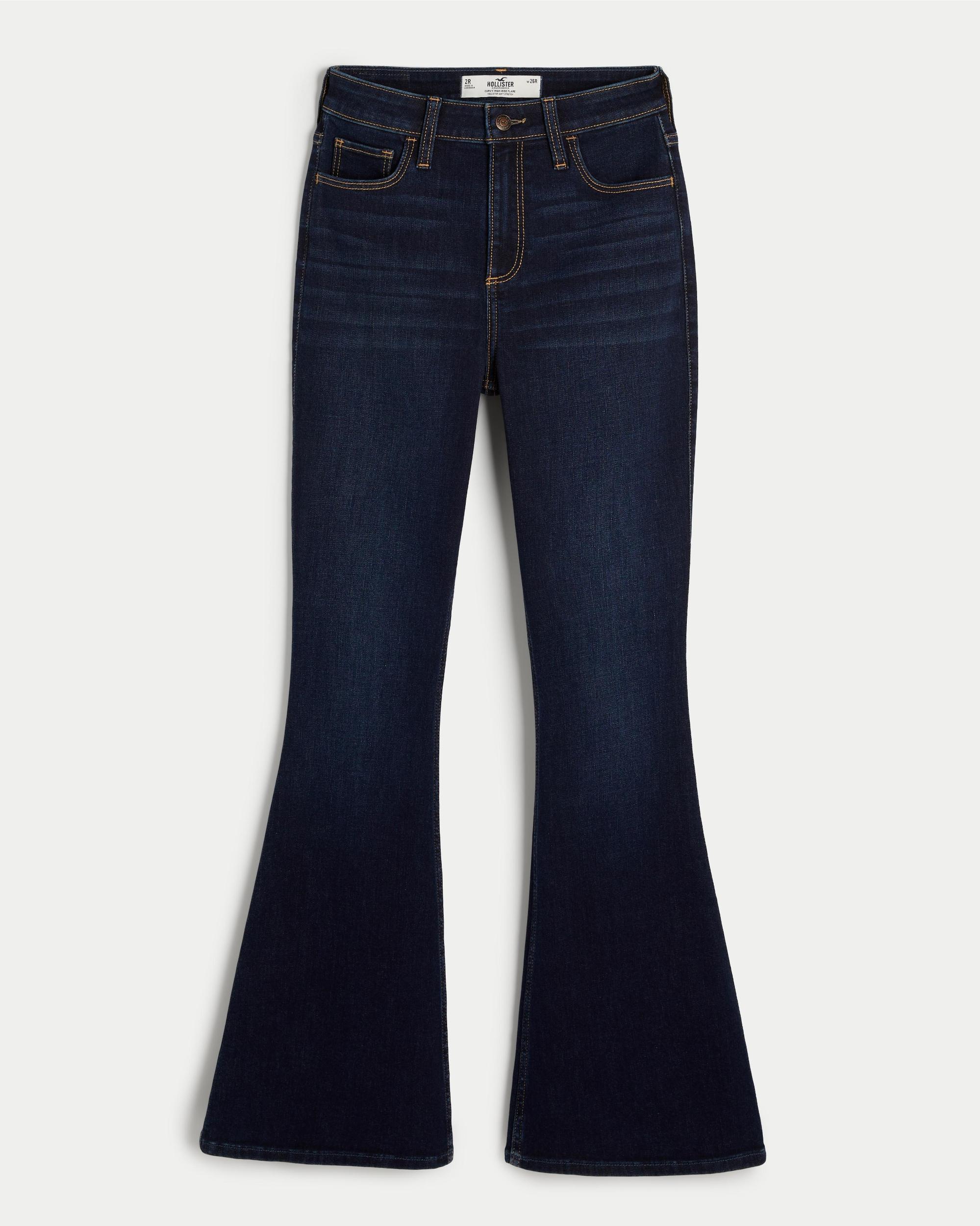 Curvy High-Rise Dark Wash Flare Jeans Product Image