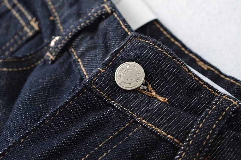 High Rise Plain Straight Leg Jeans Product Image