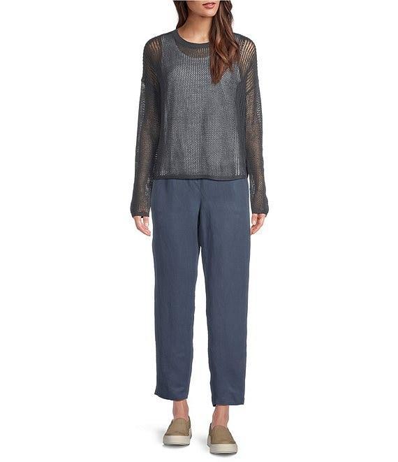 Eileen Fisher Organic Linen Silk Twill Pleated Ankle Pants Product Image