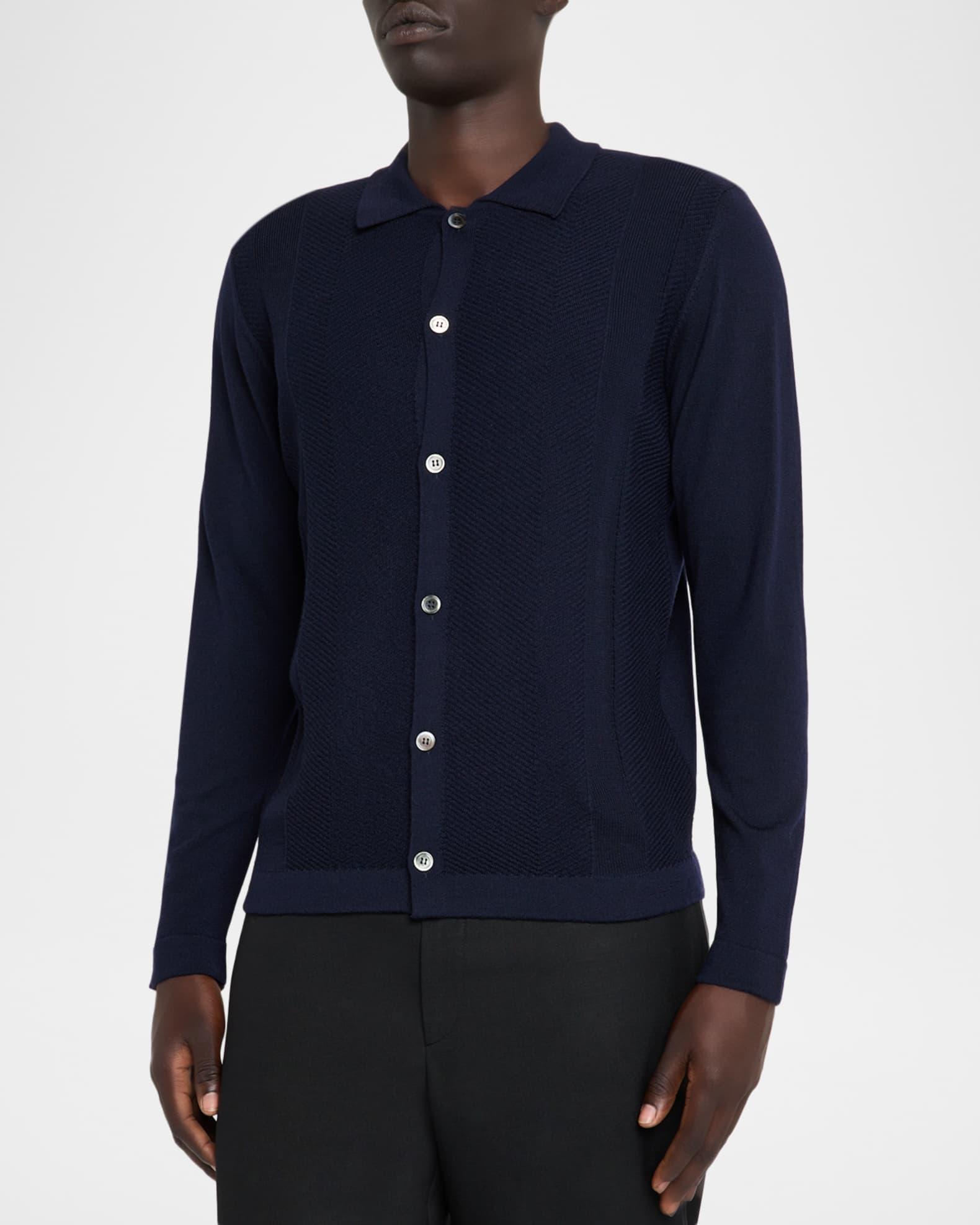 Men's Wool Jacquard Button-Front Sweater Product Image