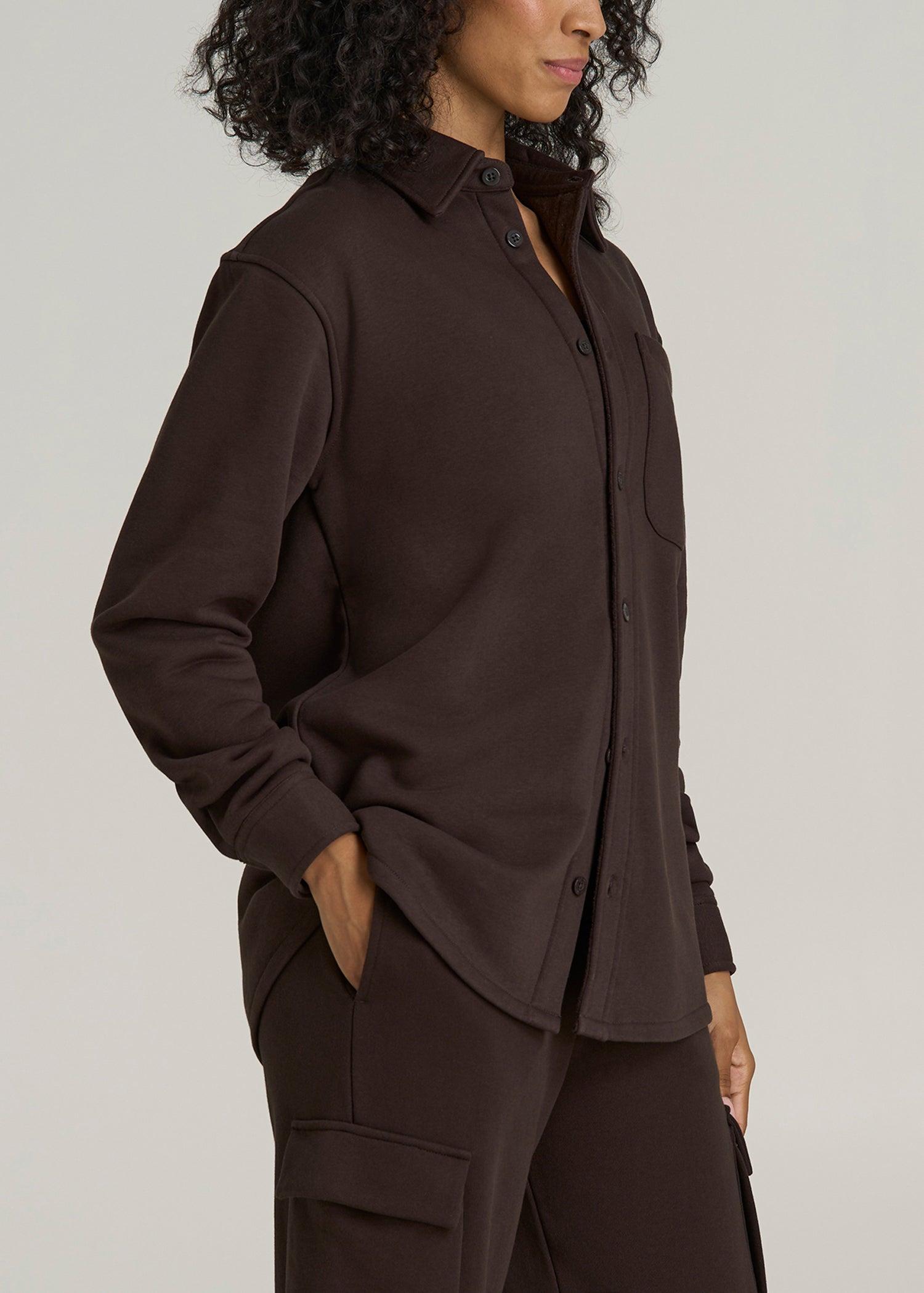 Wearever 2.0 Fleece Women's Tall Shacket in Espresso Product Image
