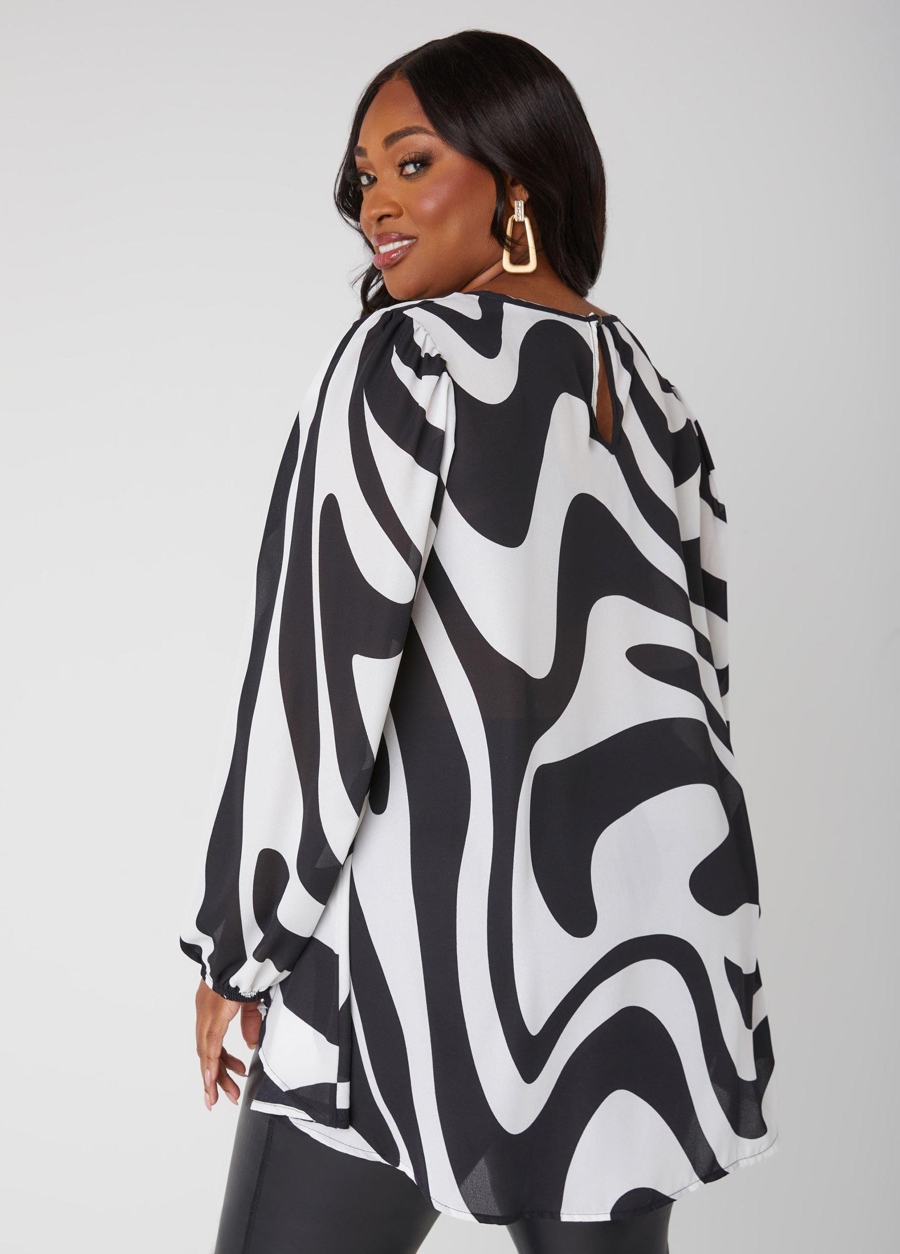 Swirl Print Hi Low Blouse Product Image