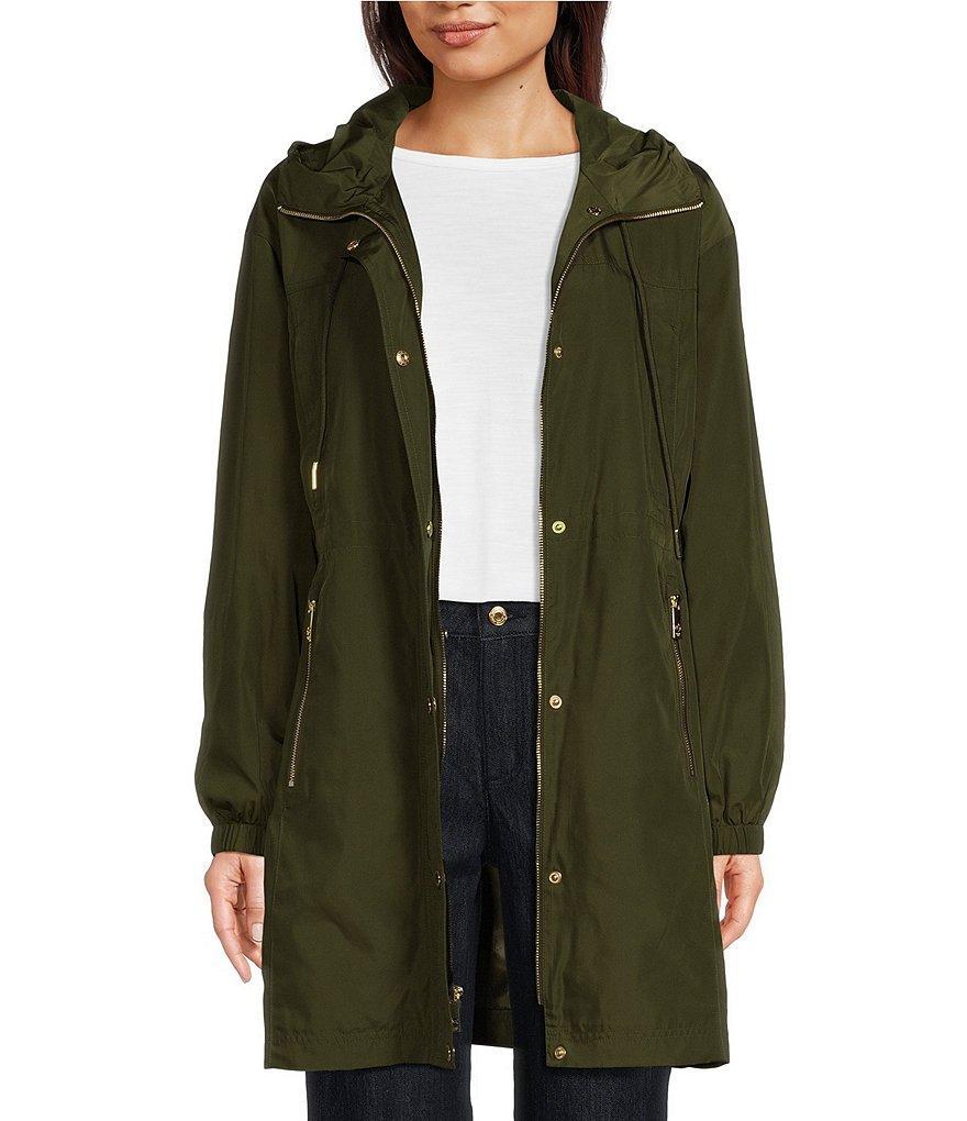 MICHAEL Michael Kors Stand Collar Hooded Elastic Bungee Cord Waist Rain Coat Product Image