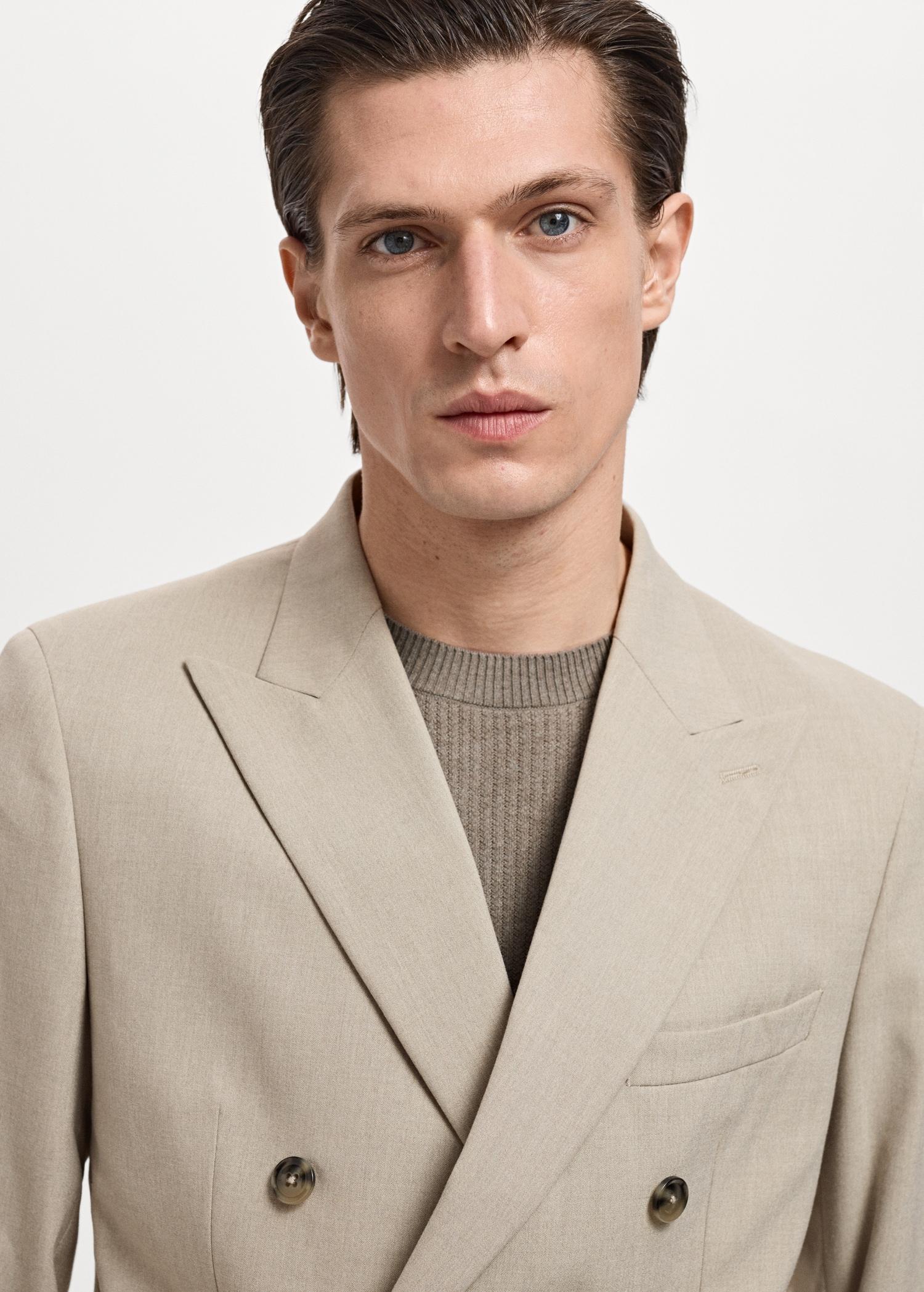 Monaco double-breasted slim-fit suit blazer - Men | MANGO USA Product Image