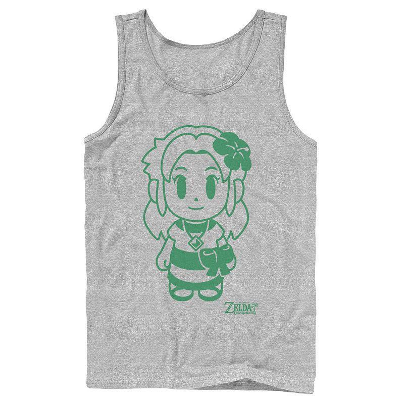 Men's Nintendo Legend Of Zelda Links Awakening Marin Green Outline Portrait Tank Top, Size: Large, Athletic Grey Product Image