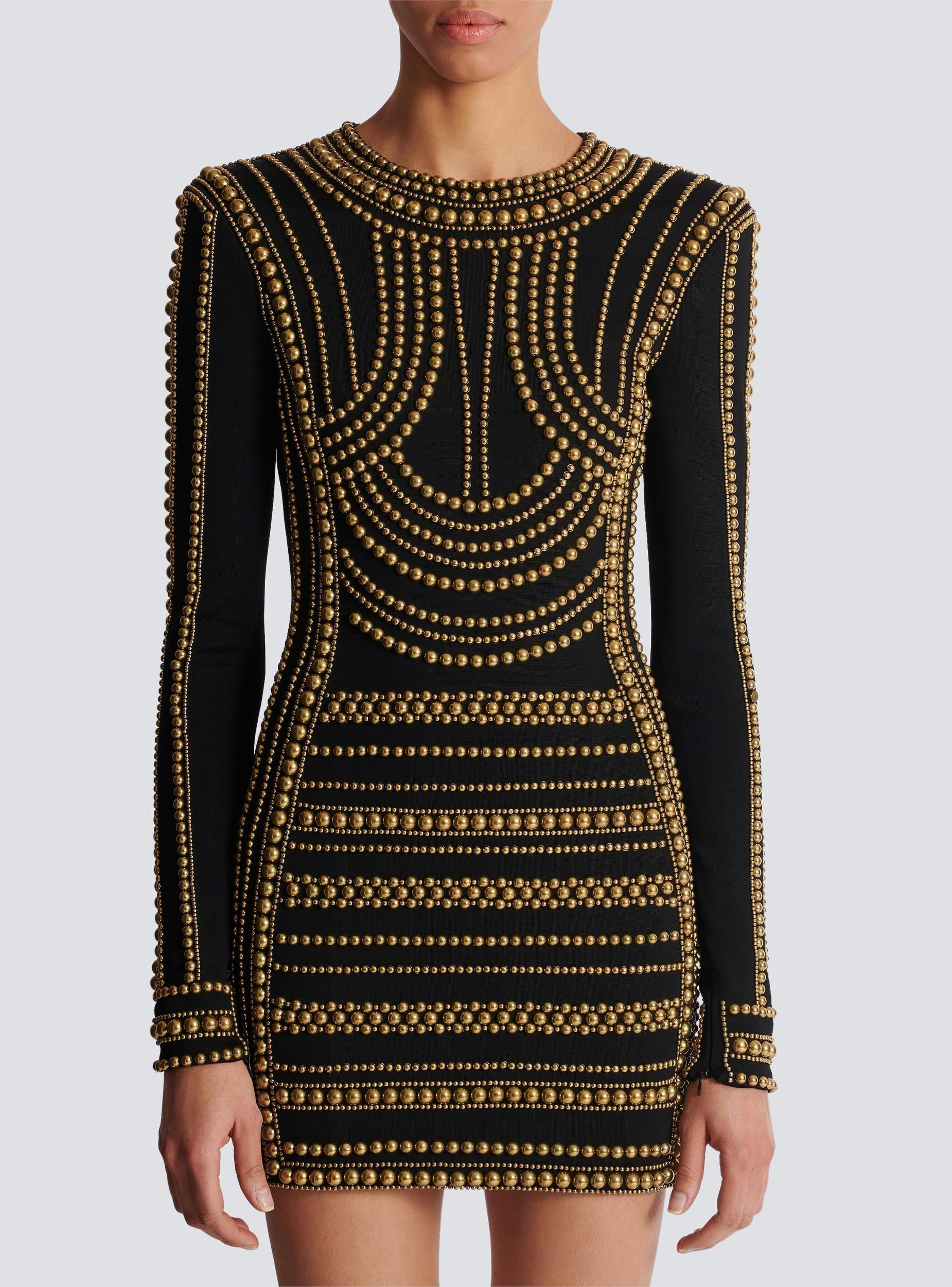 Short gold bead-embroidered dress Product Image