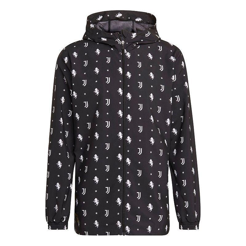 Mens adidas Black Juventus AEROREADY Full-Zip Hoodie Windbreaker Jacket Product Image
