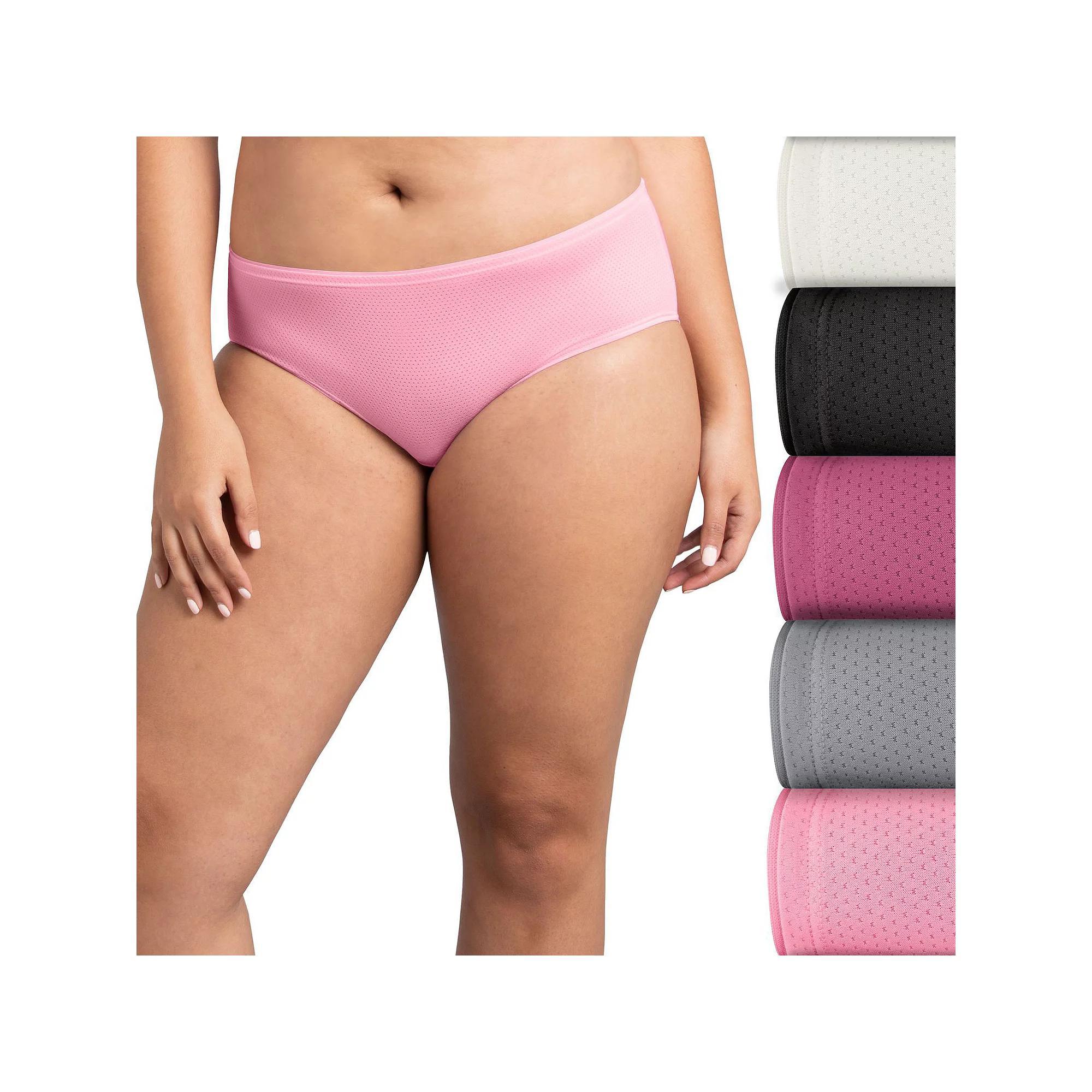 Women's Fruit of the Loom® Signature 5-pack Breathable Micro-Mesh Brief Panty 5DBMLRBK, Size: 9, Tiffany Silver Asst Product Image