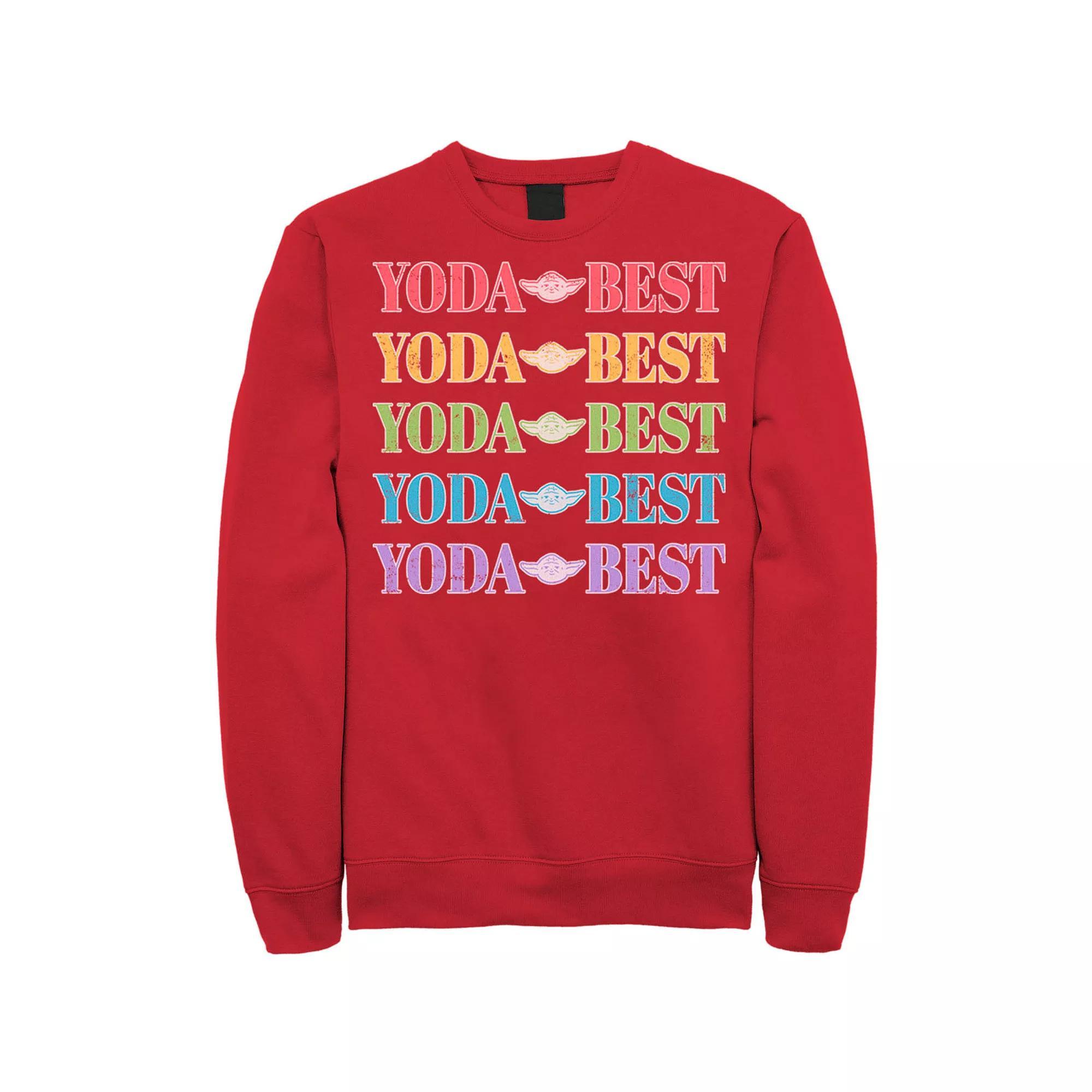 Men's Star Wars Pride Yoda Best Rainbow Text Stack Sweatshirt, Size: XXL, Red Product Image
