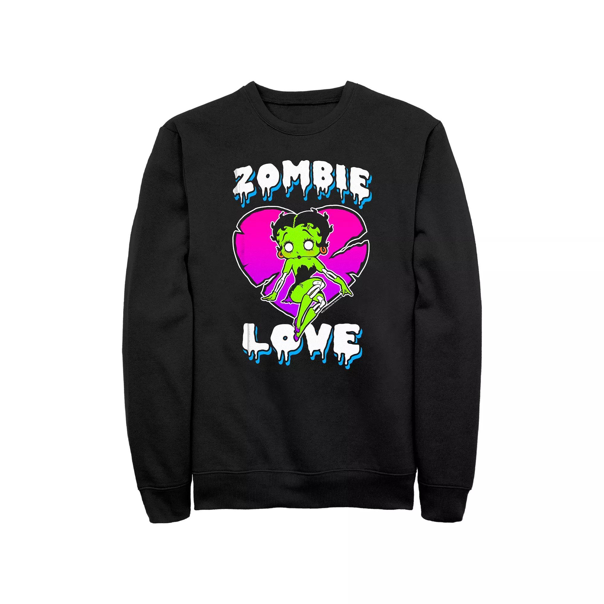 Big & Tall Betty Boop Zombie Love Fluorescent Colors Graphic Fleece Pullover, Men's, Size: 3XL, Black Product Image