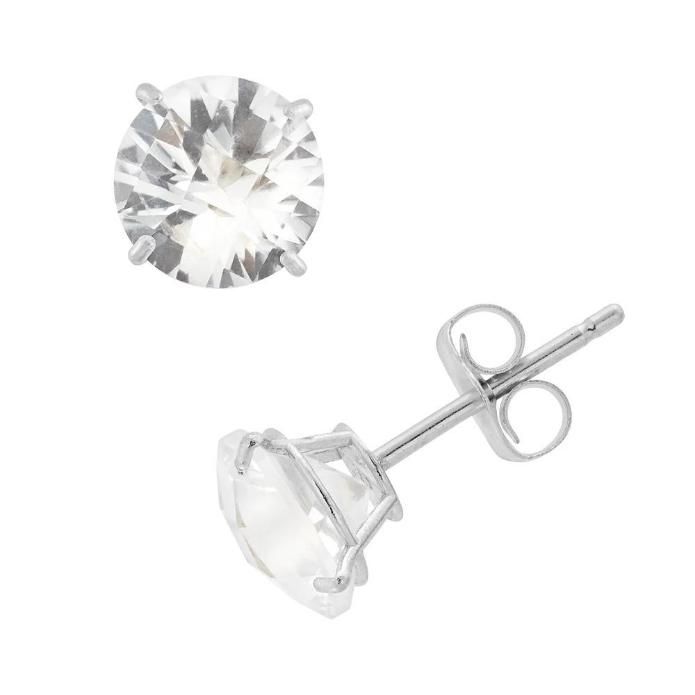 Lab-Created White Sapphire 10k Gold Stud Earrings, Womens Product Image