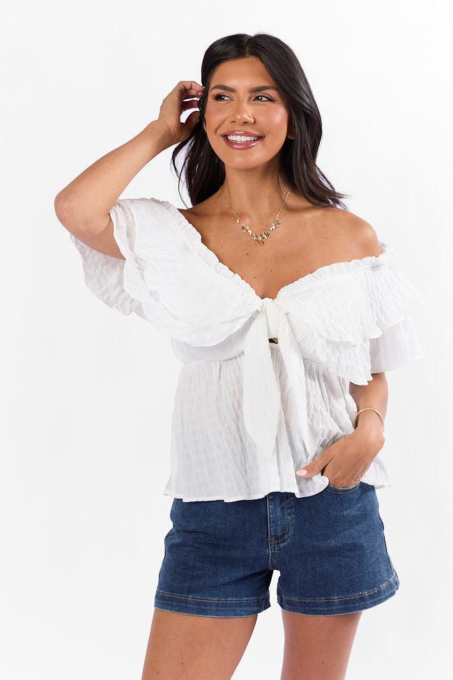 Ruffle It Up Ivory Textured Top FINAL SALE Product Image