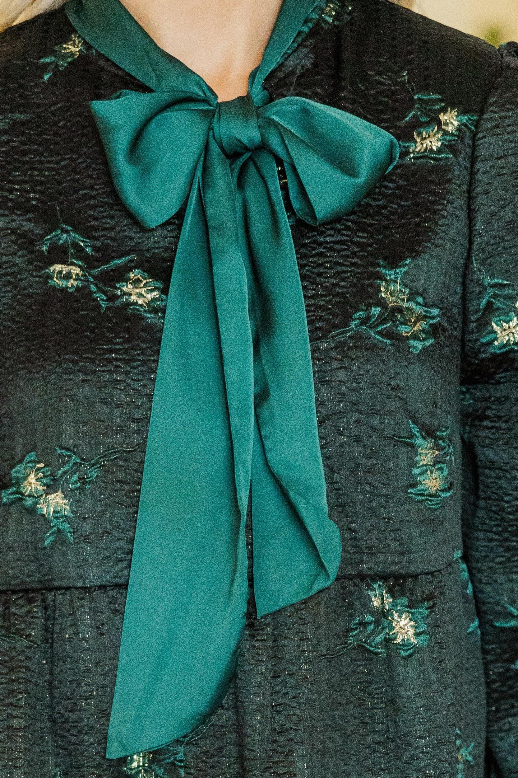 Never Too Late Green Floral Brocade Dress Female Product Image