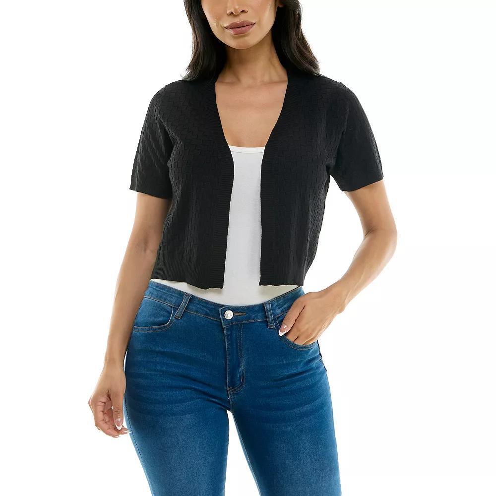Women's Nina Leonard Box Knit Bolero Cardigan, Size: Large, Black Product Image