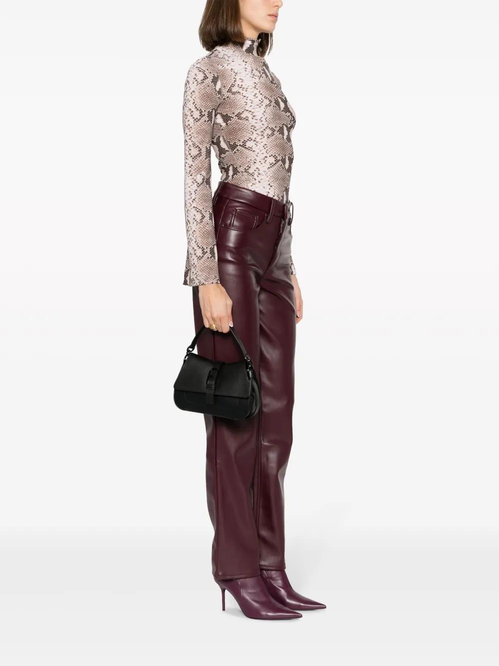 FURLA Mini Flow Leather Shoulder Bag In Black Product Image