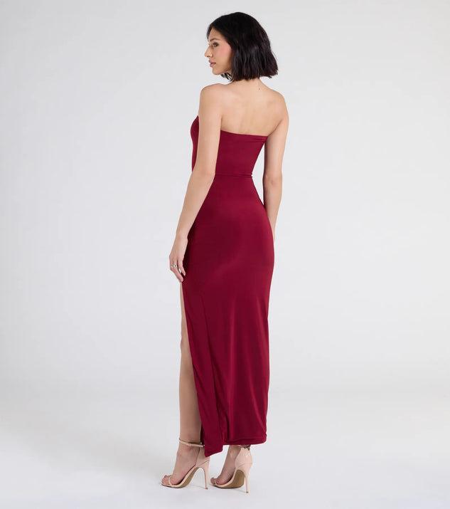 Sleek Fit Strapless High Slit Maxi Dress Product Image