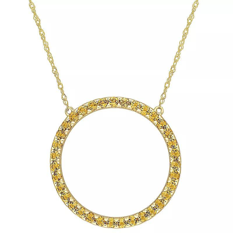 Stella Grace 10k Gold Citrine Circle Pendant Necklace, Womens Product Image