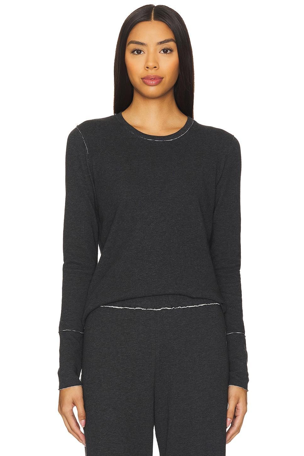 Double Face Long Sleeve Crew Neck Top Goldie Product Image