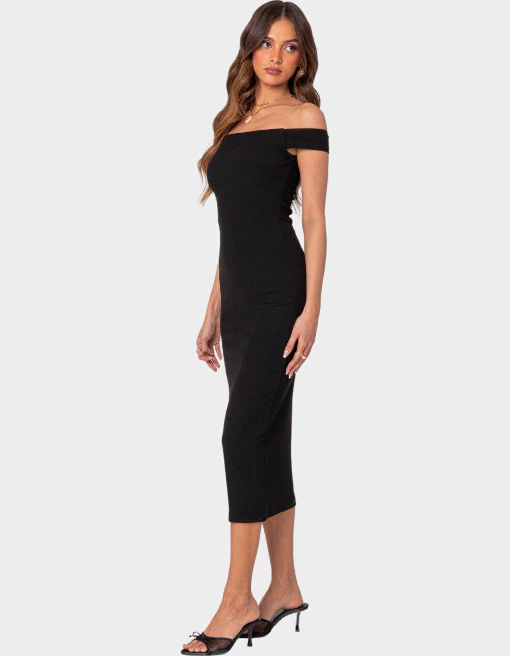 EDIKTED Kyla Off Shoulder Ribbed Midi Dress Product Image