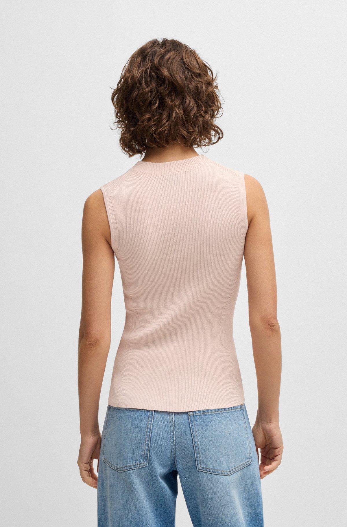 Sleeveless mock-neck top in ribbed fabric Product Image