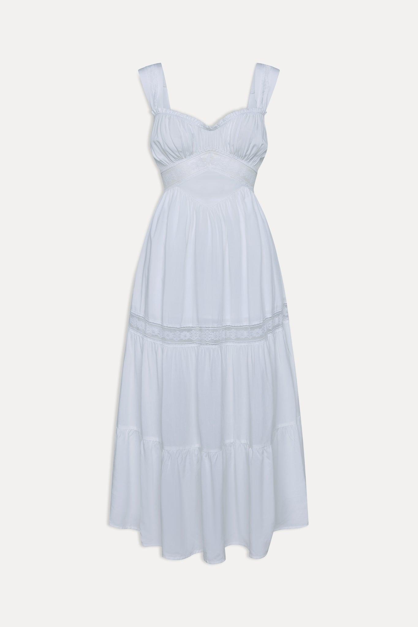 Eden Ruffle Maxi Dress - White Product Image