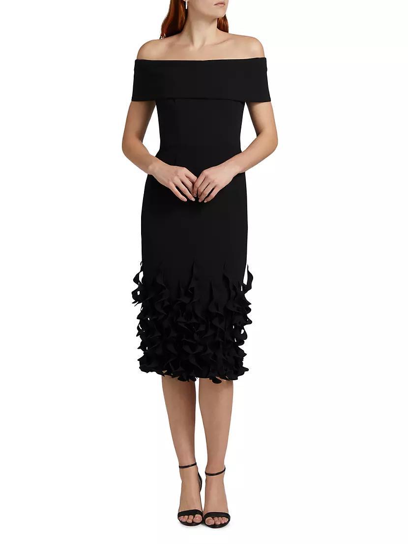 Techno Crêpe Ruffle Off-the-Shoulder Cocktail Dress Product Image