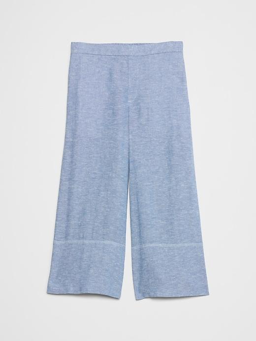 Wide-Leg Linen-Blend Cropped Pull-On Pant Product Image