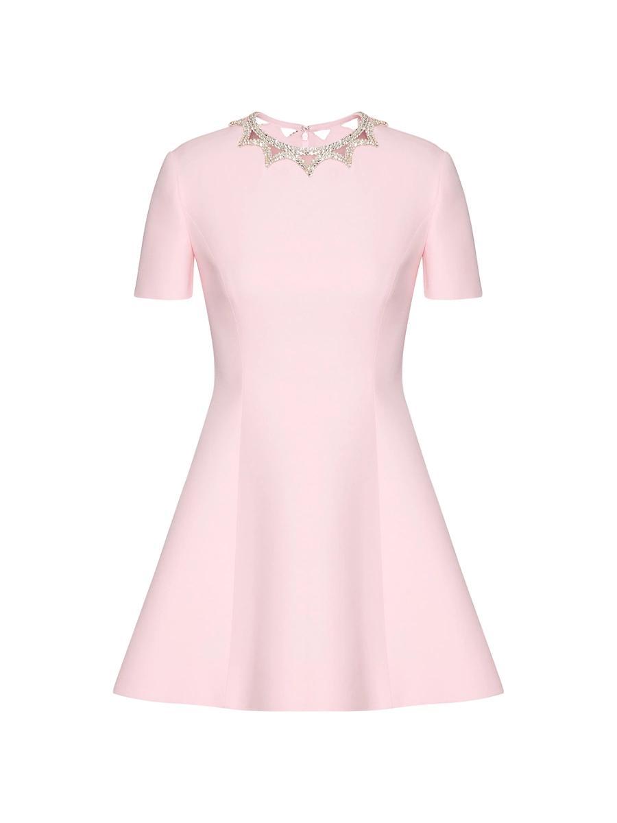 Womens Embroidered Crepe Couture Short Dress Product Image