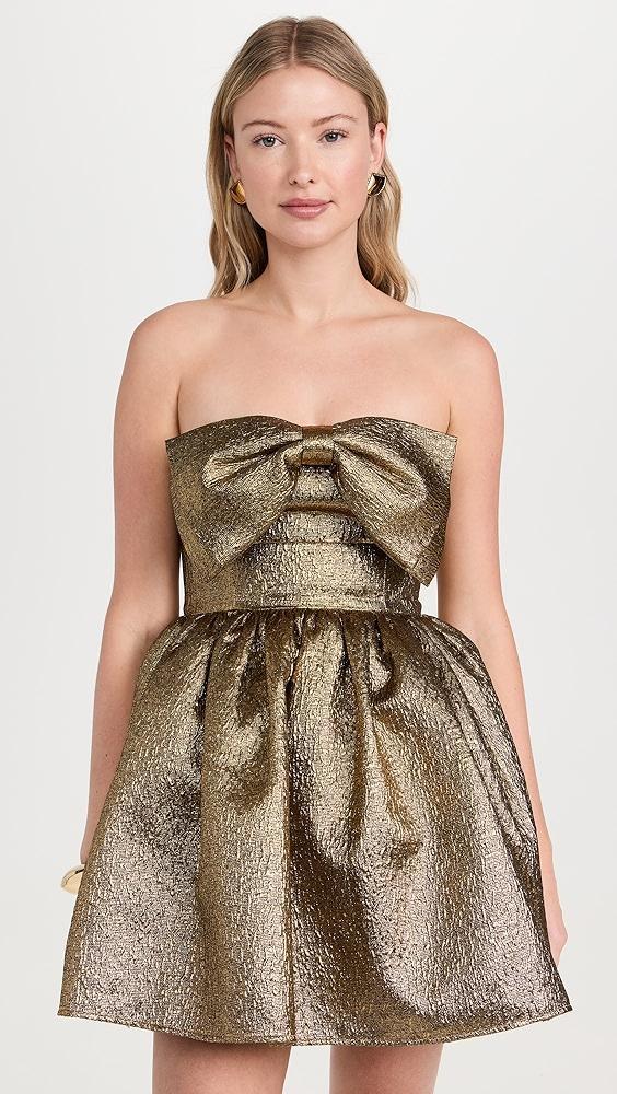 Self Portrait Gold Metallic Jacquard Mini Dress | Shopbop Product Image