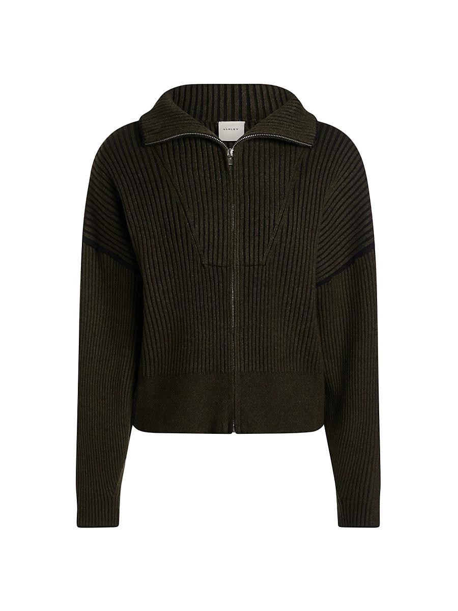 Womens Carmen Zip-Front Rib-Knit Sweater Product Image