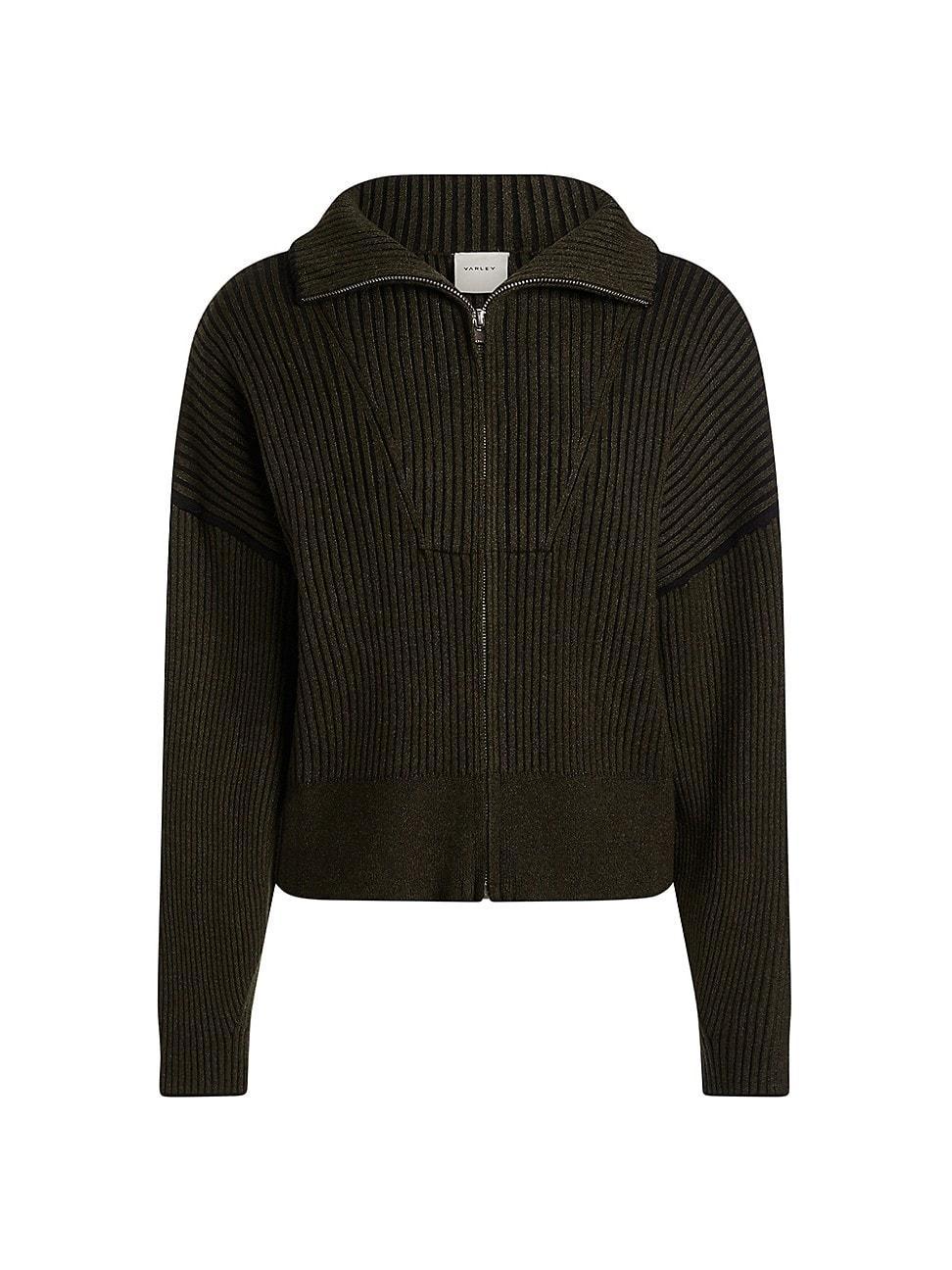 Womens Carmen Zip-Front Rib-Knit Sweater Product Image