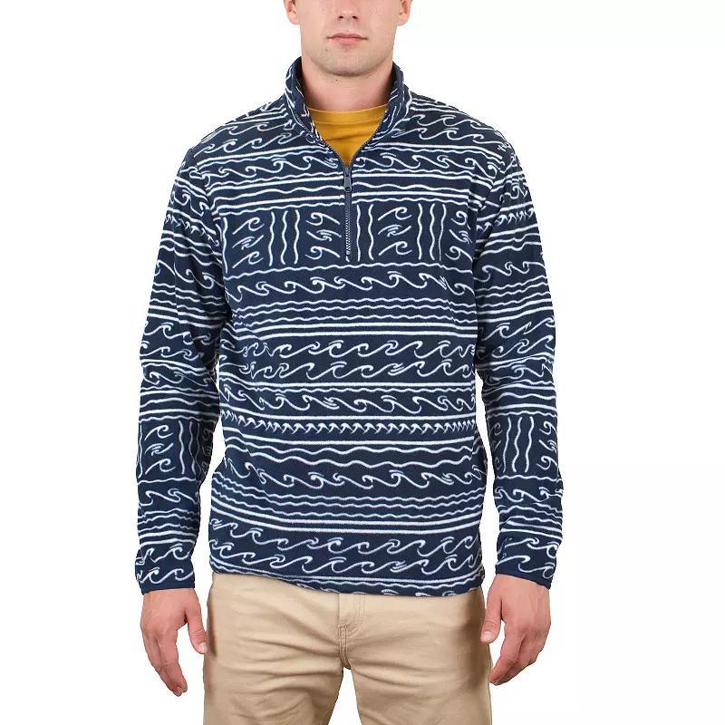 Men's Mountain and Isles 1/4 Zip Printed Polar Fleece Pullover, Size: Medium, Black Navy Waves Product Image