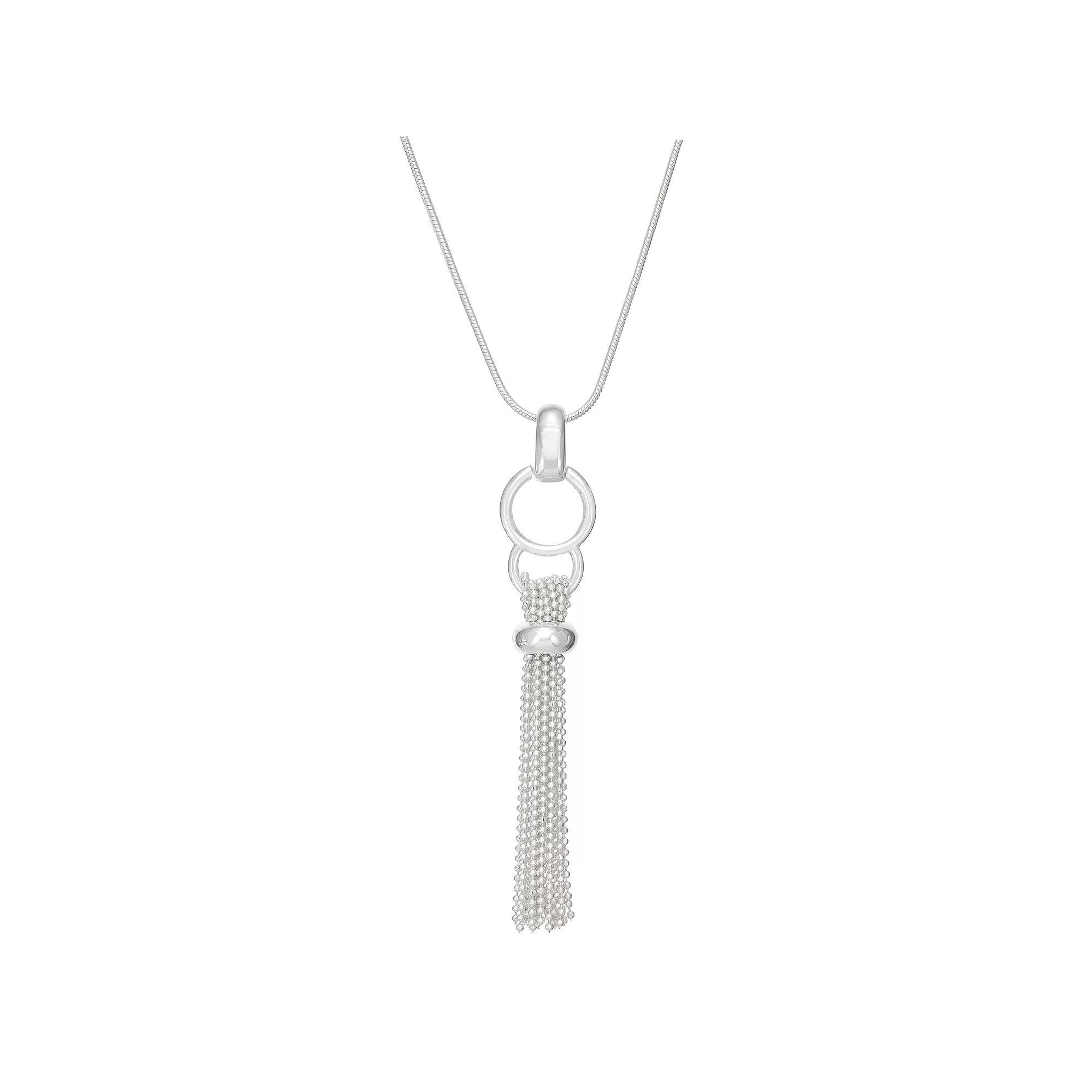 Napier Silver Tone Tassel Necklace, Women's Product Image