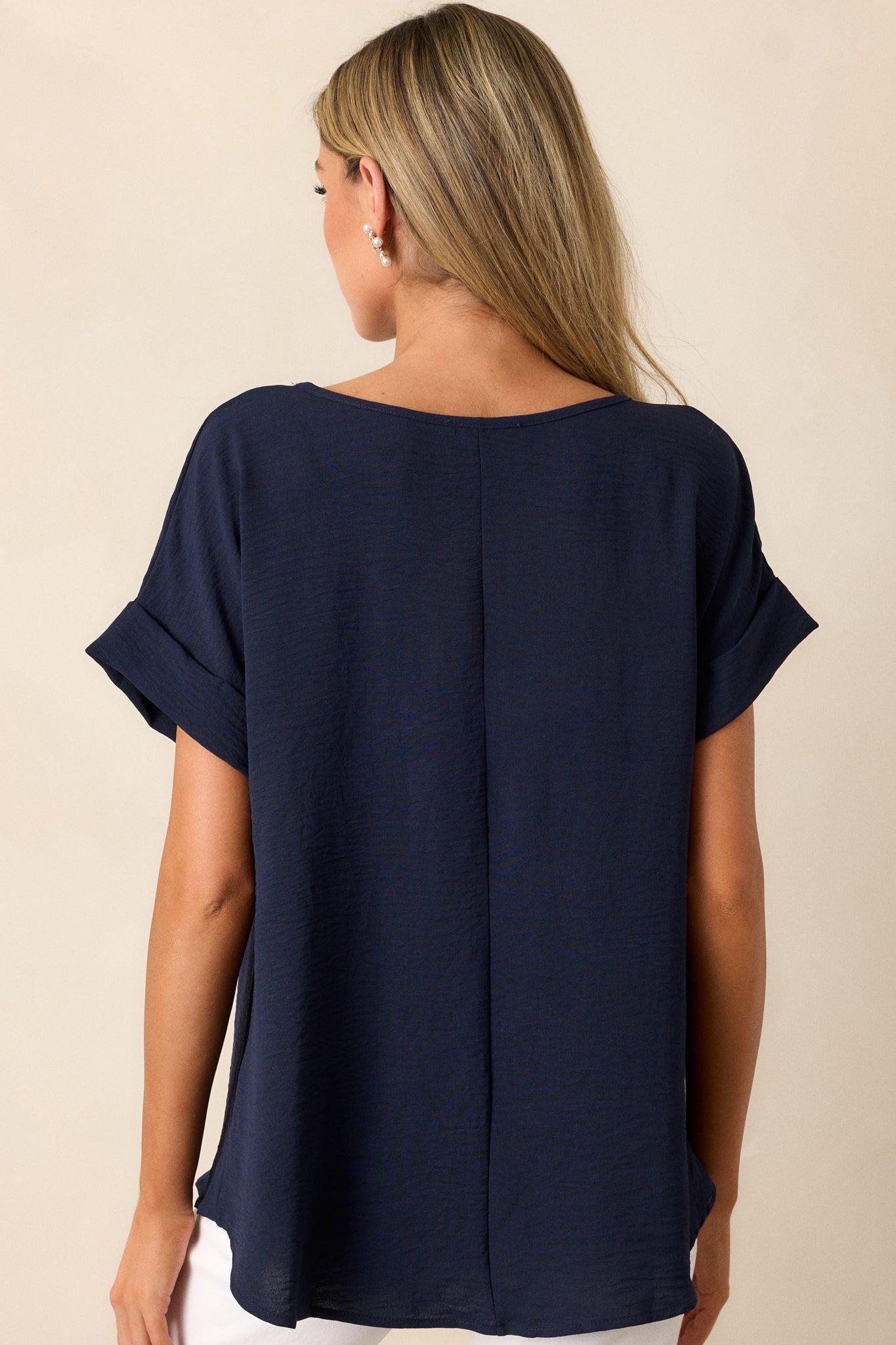 Elevated Classic Navy Short Sleeve Top Product Image