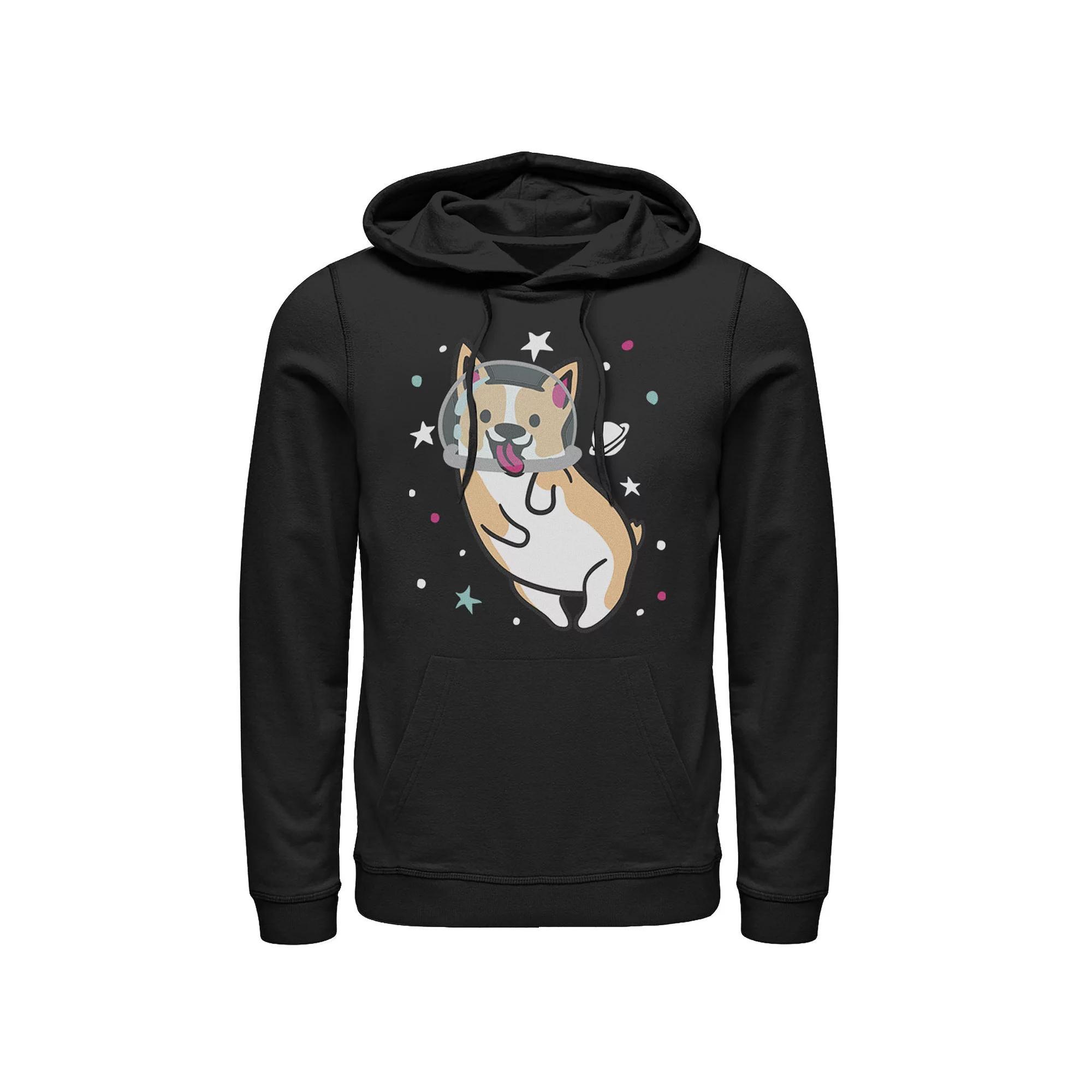 Men's Space Corgi Hoodie, Size: Large, Black Product Image