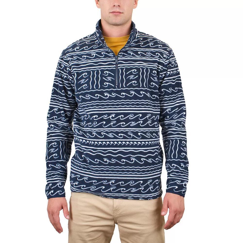 Men's Mountain and Isles 1/4 Zip Printed Polar Fleece Pullover, Size: Medium, Black Navy Waves Product Image