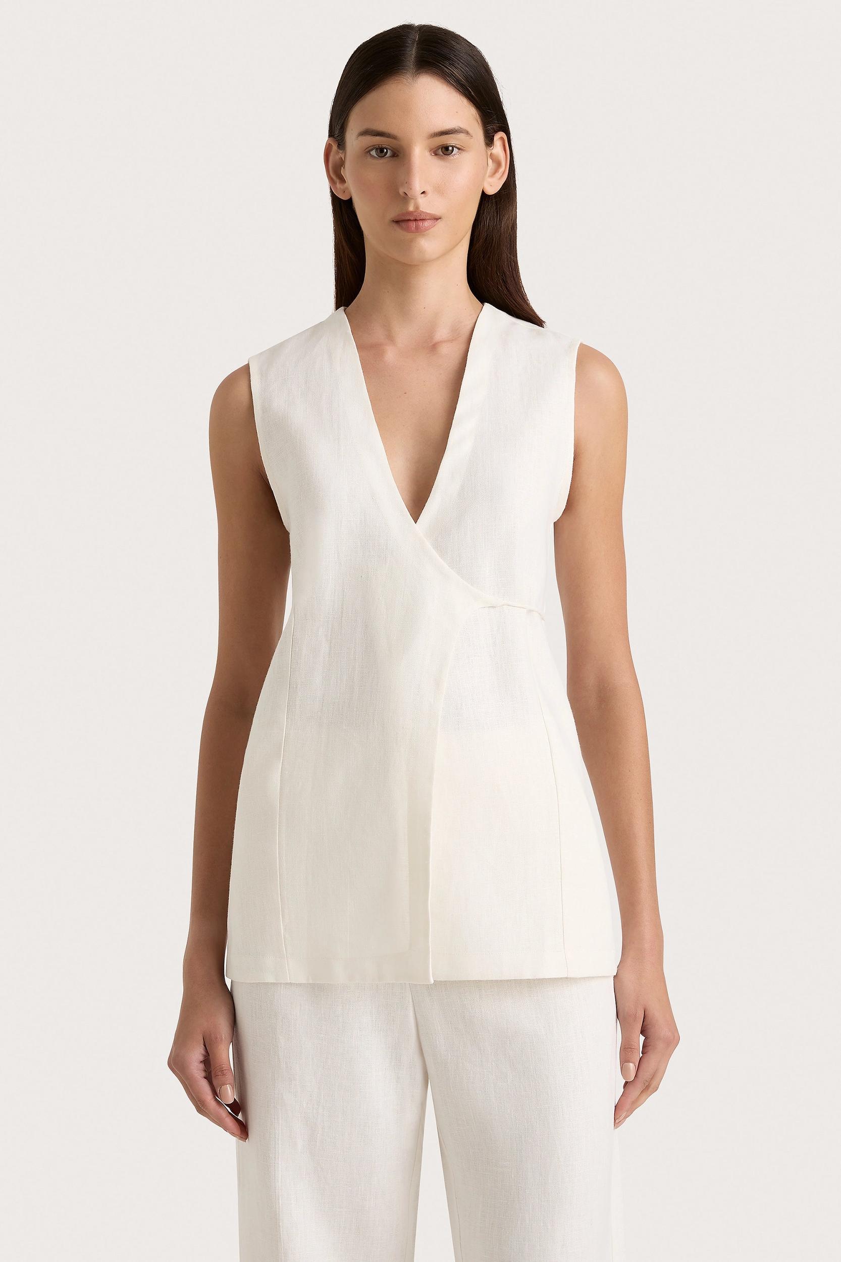 Lulea Wrap Vest White - Final Sale - Final Sale Product Image