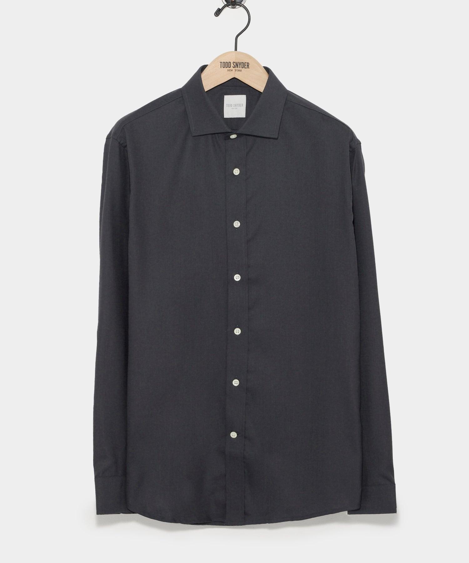 Merino Spread Collar Dress Shirt in Black Product Image