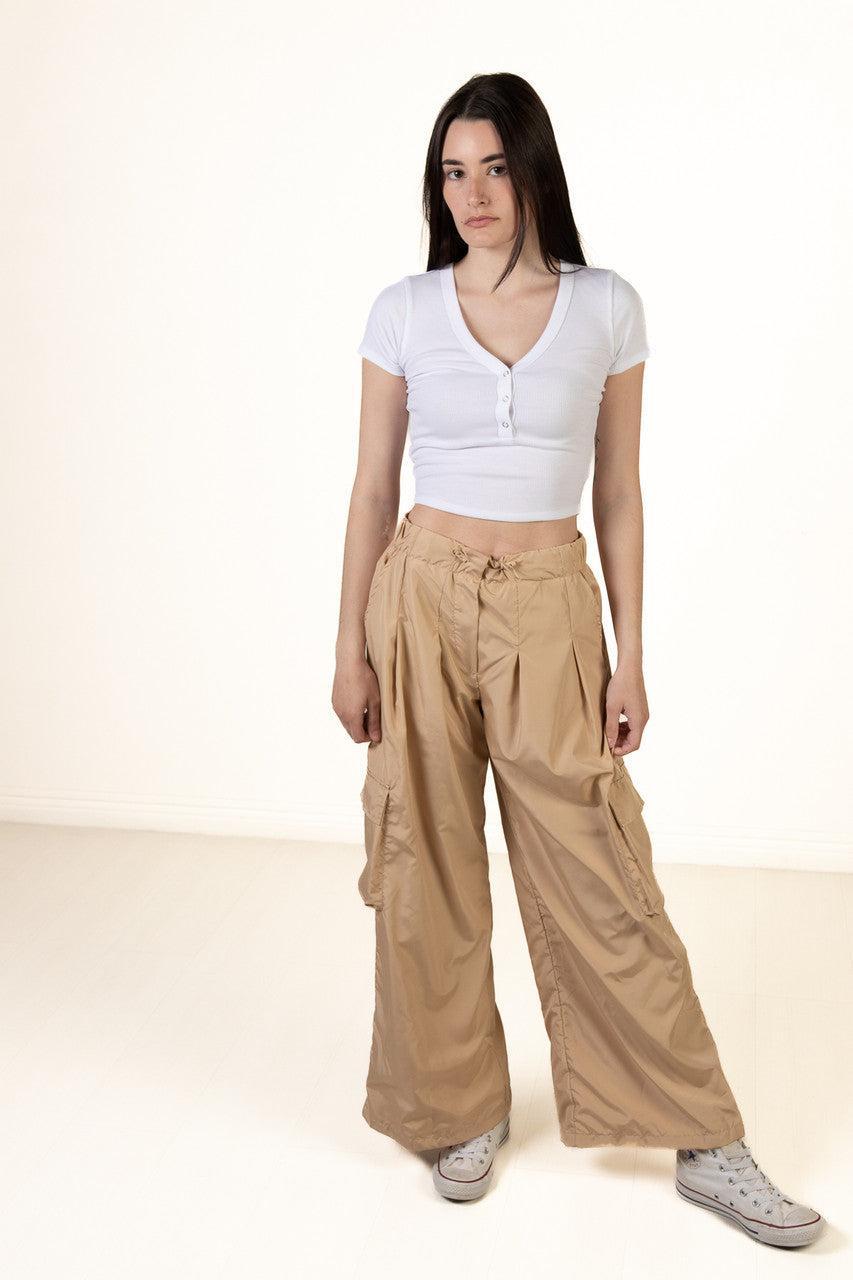 Sand Wide Leg Parachute Pants Product Image