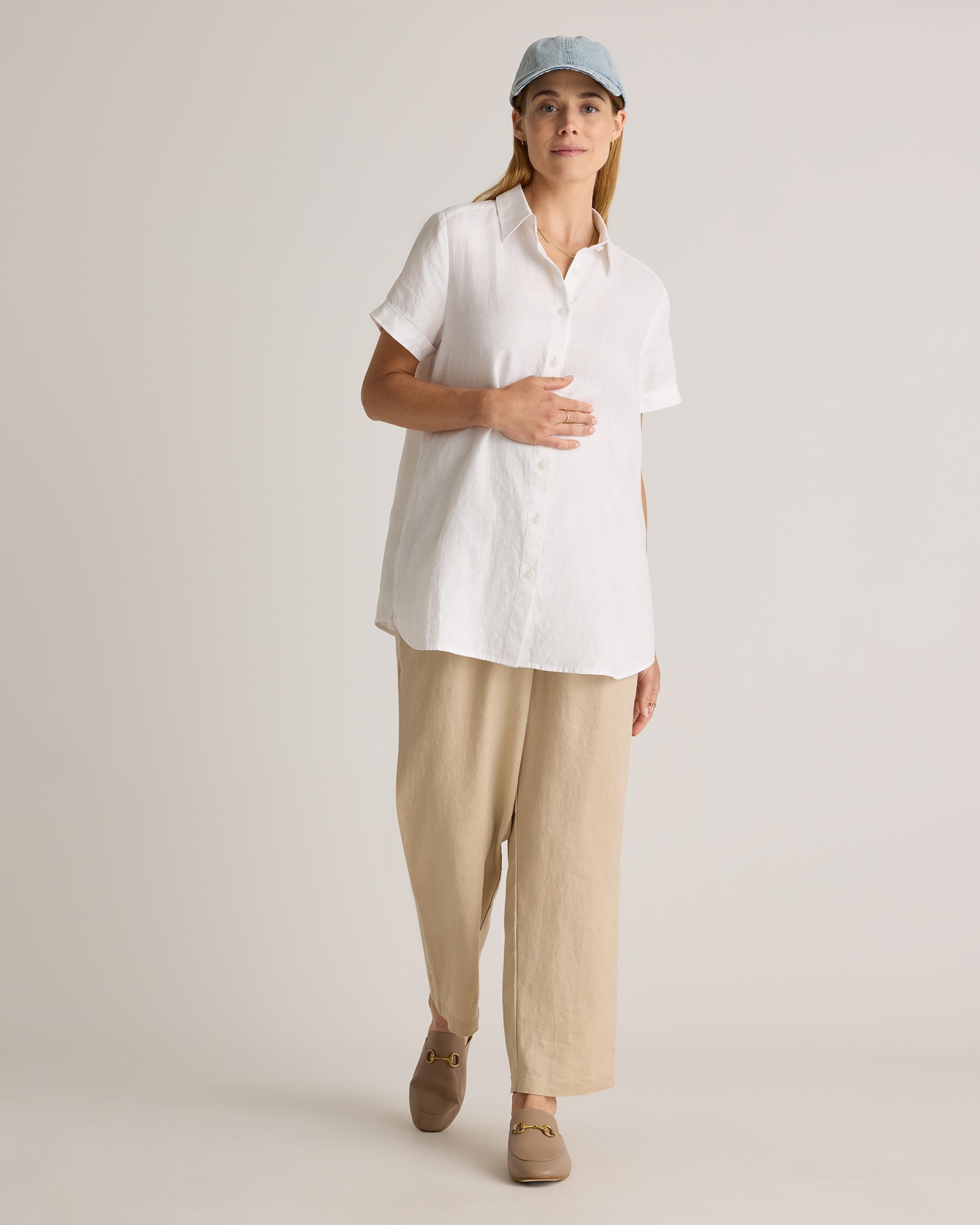 Quince | Women's 100% European Linen Maternity Camp Shirt Size XL Product Image
