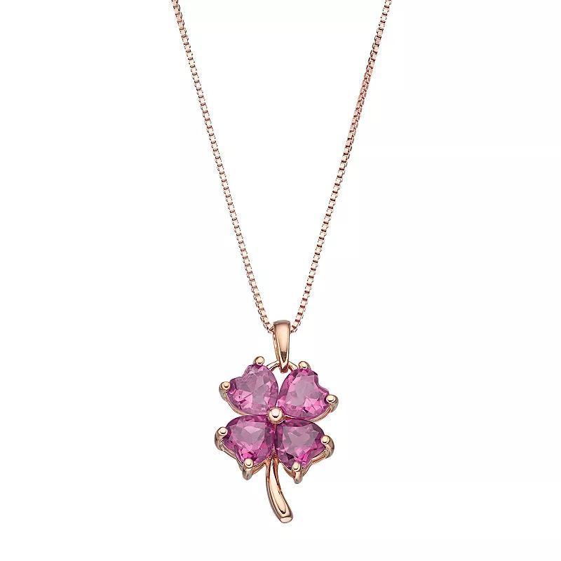 Gemminded 14k Rose Gold Over Silver Amethyst Four-Leaf Clover Pendant Necklace, Women's, Size: 18", Purple Product Image