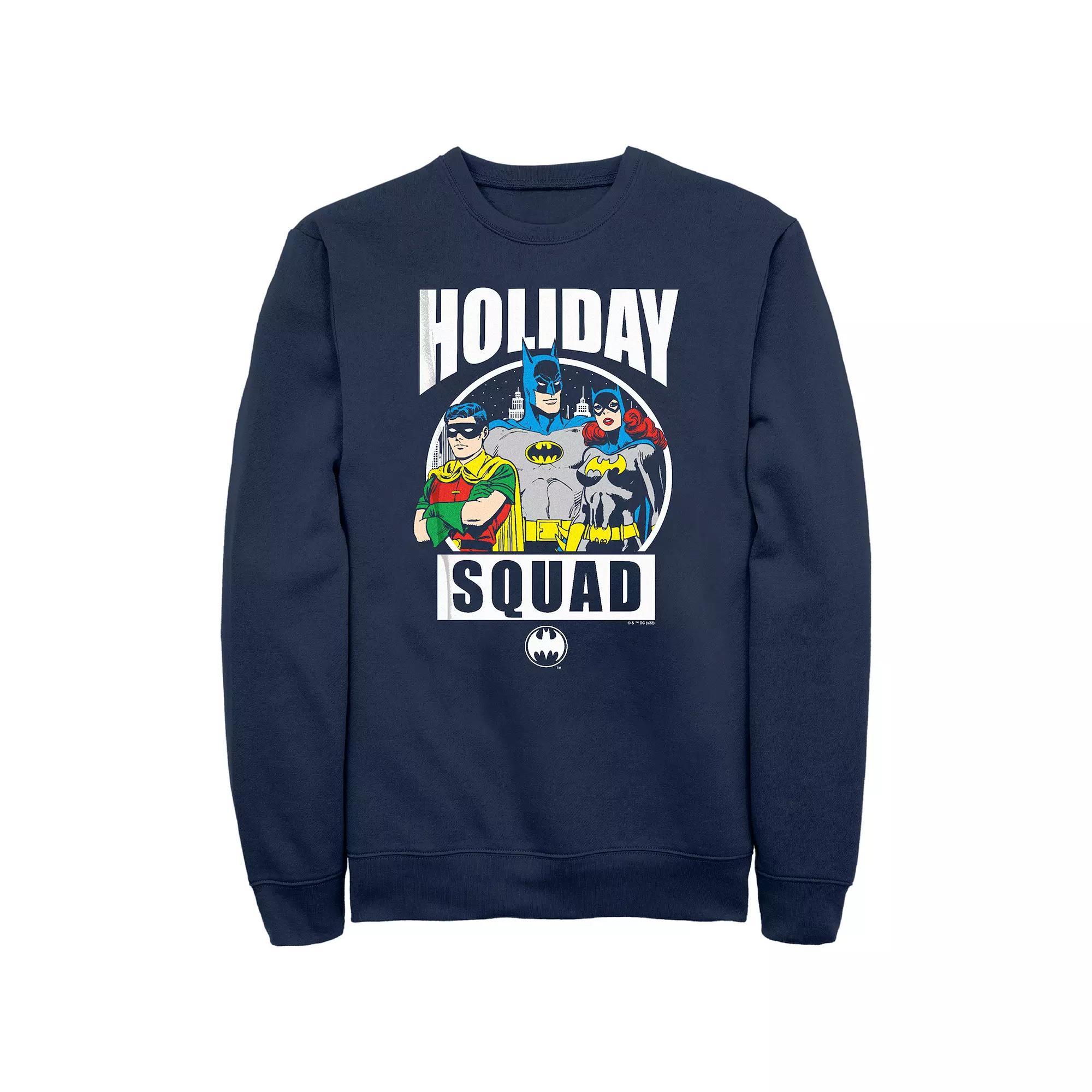 Men's Batman Holiday Squad Stamp Graphic Fleece, Size: XXL, Blue Product Image